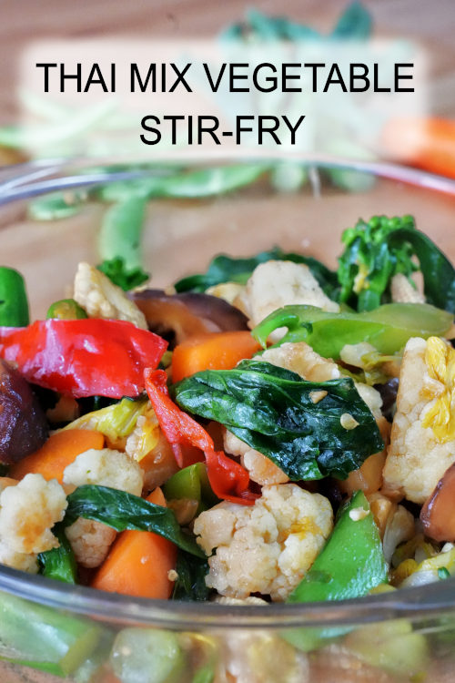Thai vegetable stir-fry is garlicky, crisp-tender, and loaded with a spicy, sweet, savory, and garlicky taste. It is a quick and easy vegetarian dish.