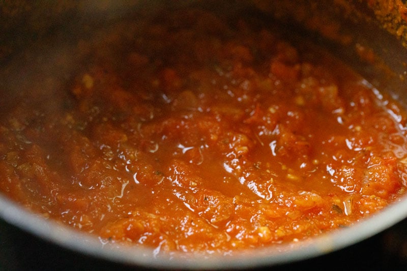 Another shot showing thickness of marinara sauce.