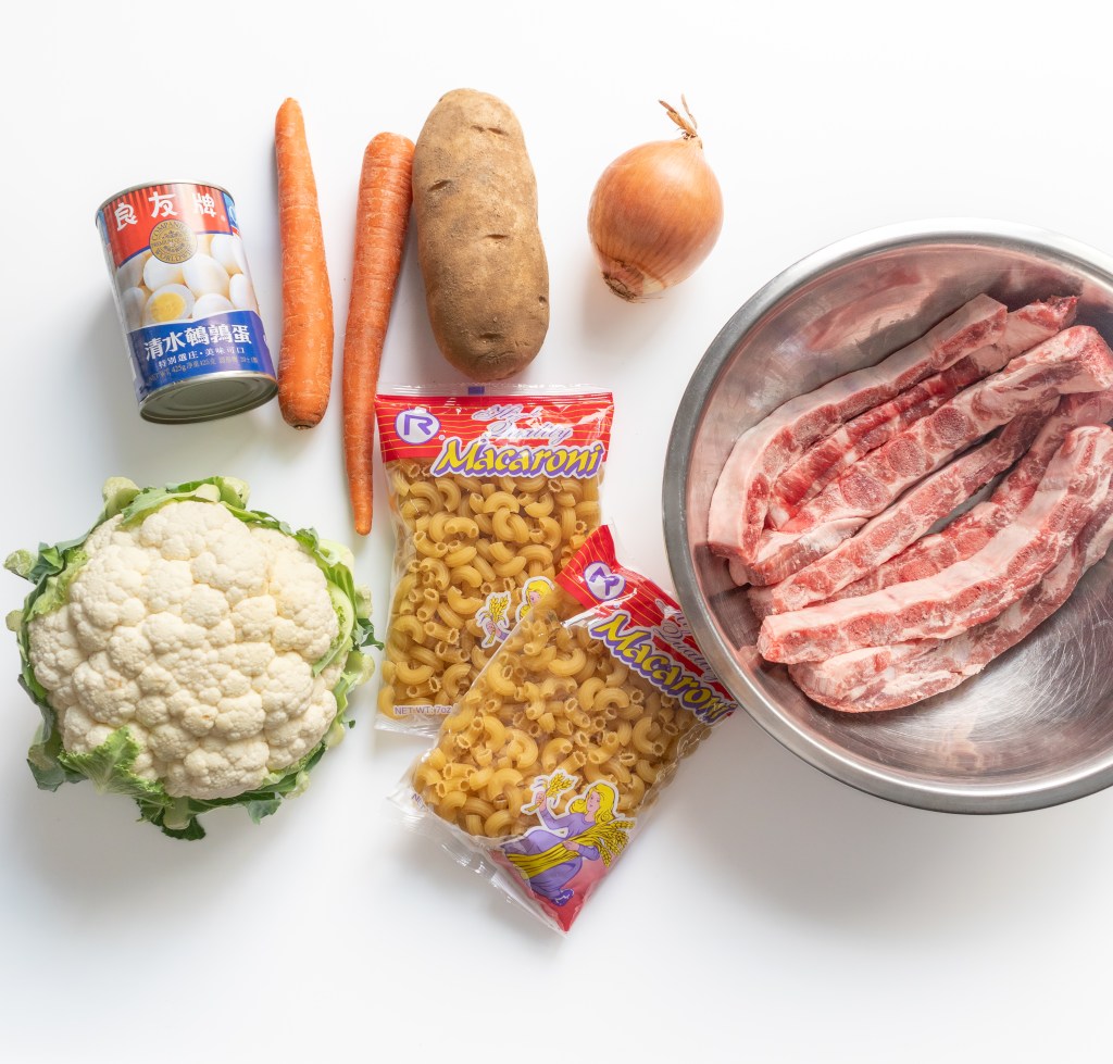 Ingredients you will need to make Vietnamese macaroni noodle soup