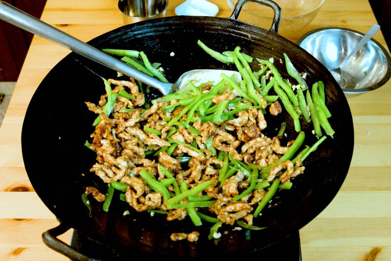 Finished pork and pepper stir-fry