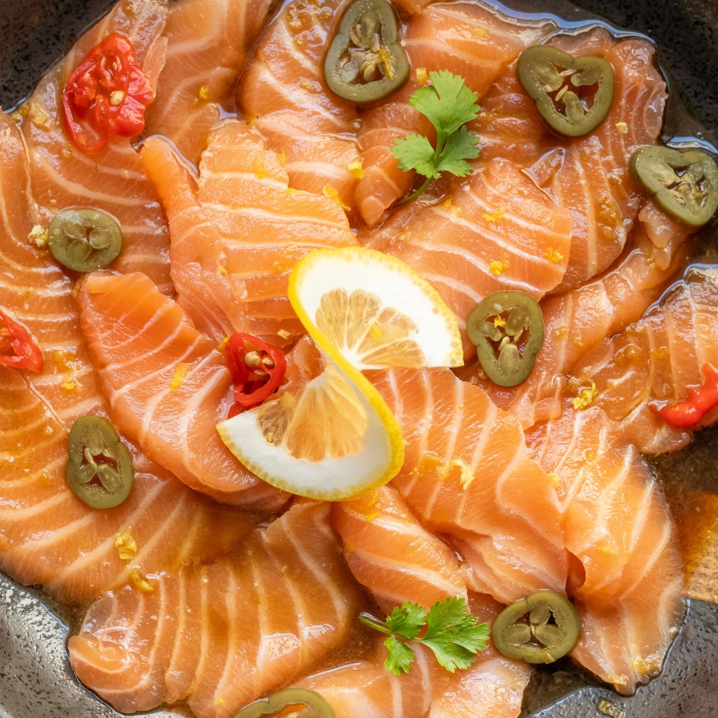 Salmon Crudo with Homemade Ponzu Sauce