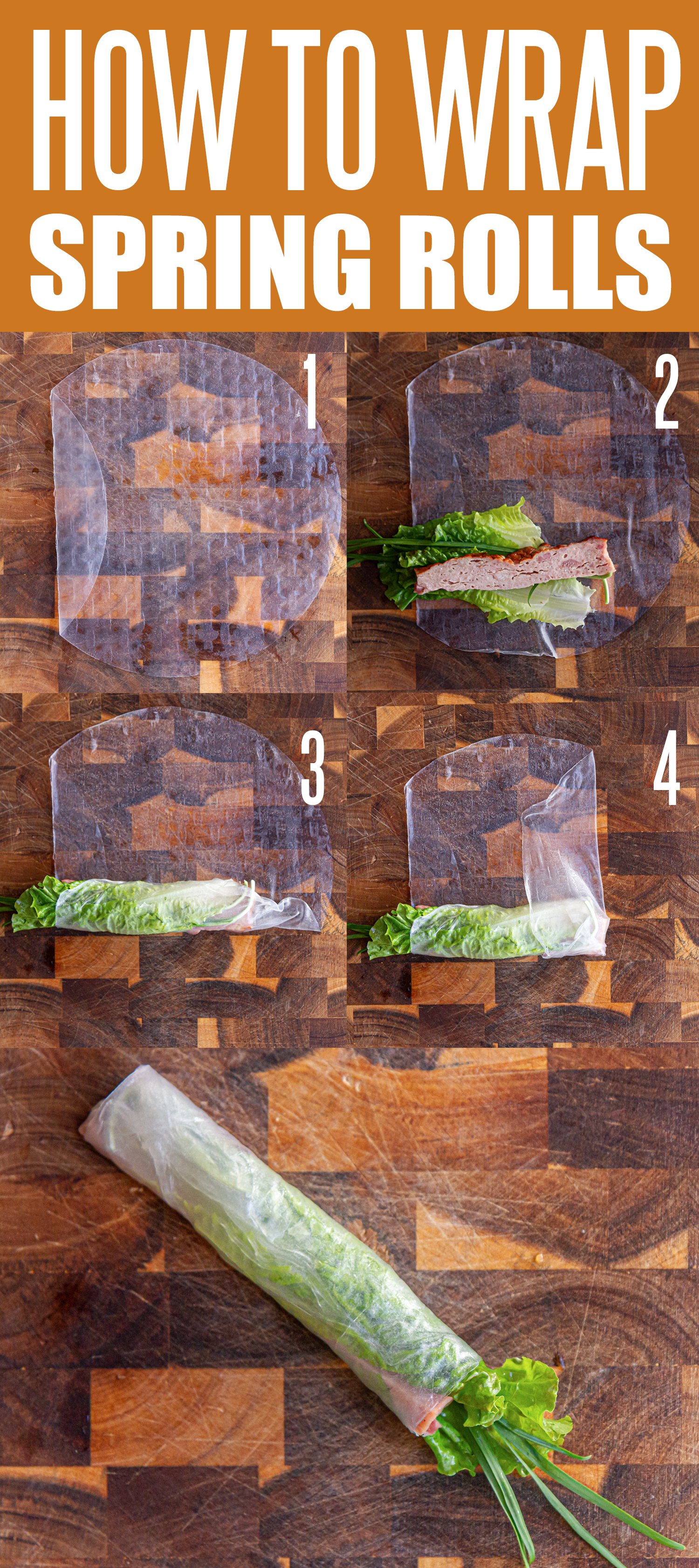 How to Wrap Vietnamese Grilled/Baked Pork Sausage Spring Rolls with Orange Dipping Sauce (Nem Nuong Nha Trang)