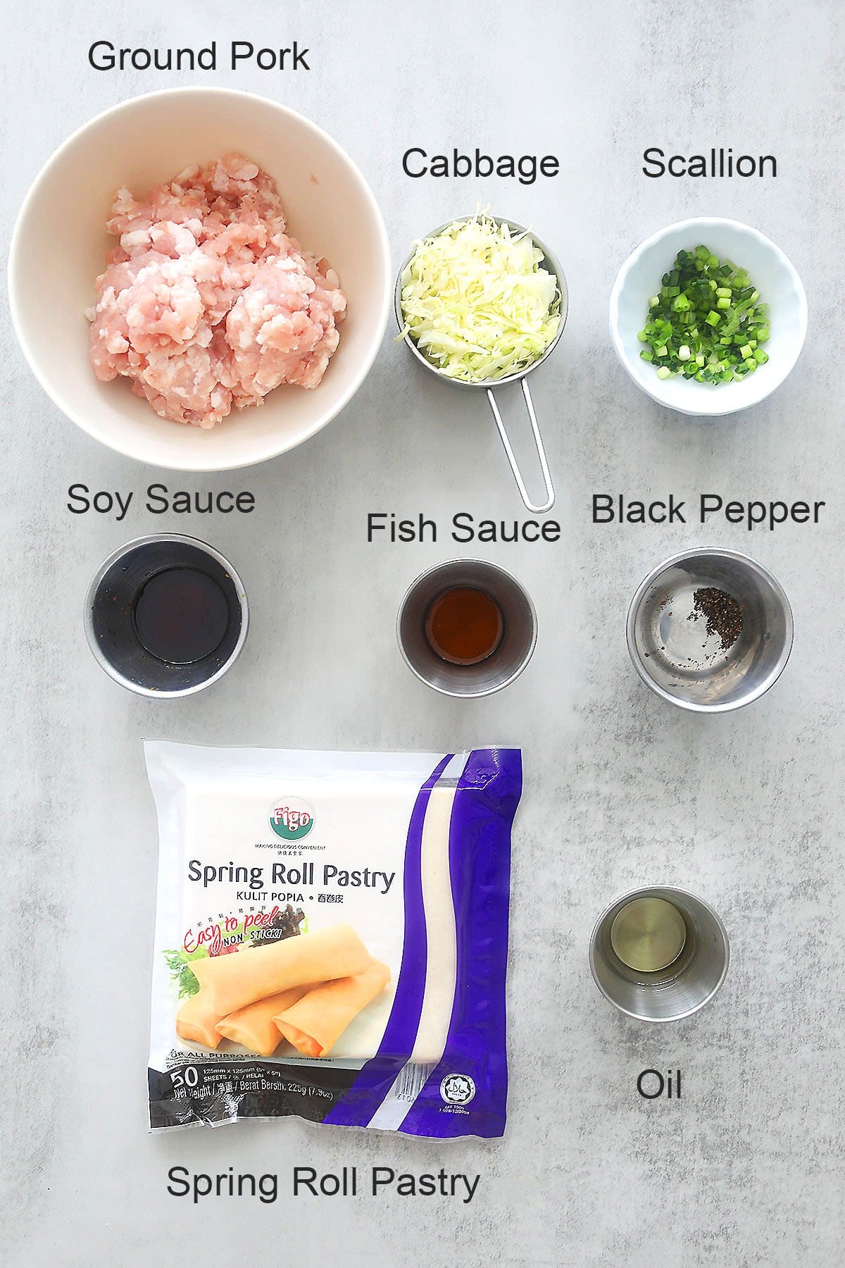 Ingredients for air fryer lumpia.