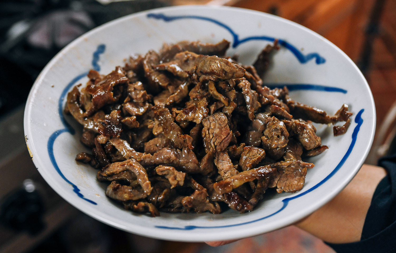 seared beef in bowl